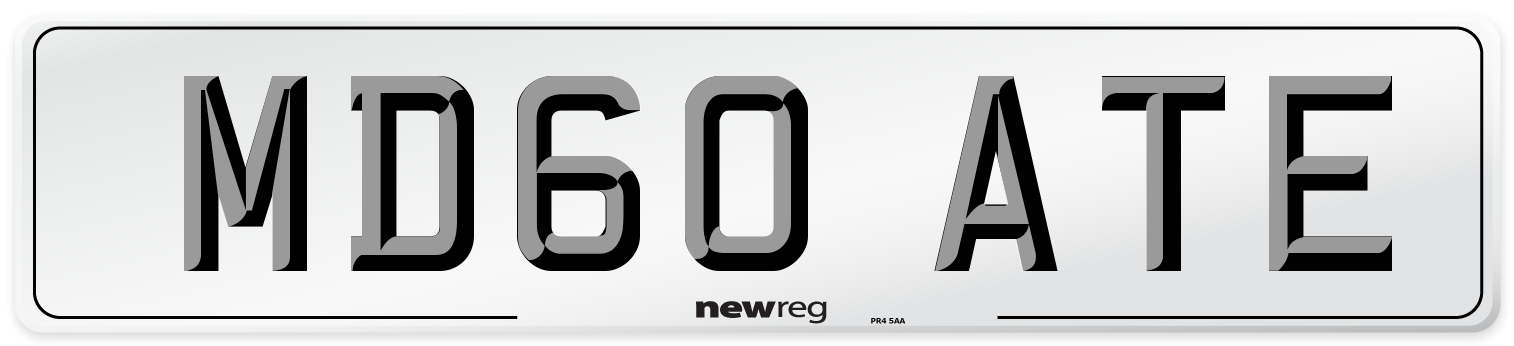 MD60 ATE Number Plate from New Reg